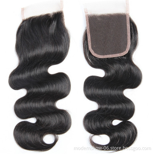 Brazilian Raw Virgin Human Hair Body Wave Lace Closure Natural color,100 unprocessed with cuticles Aligned Human Hair Body Wave